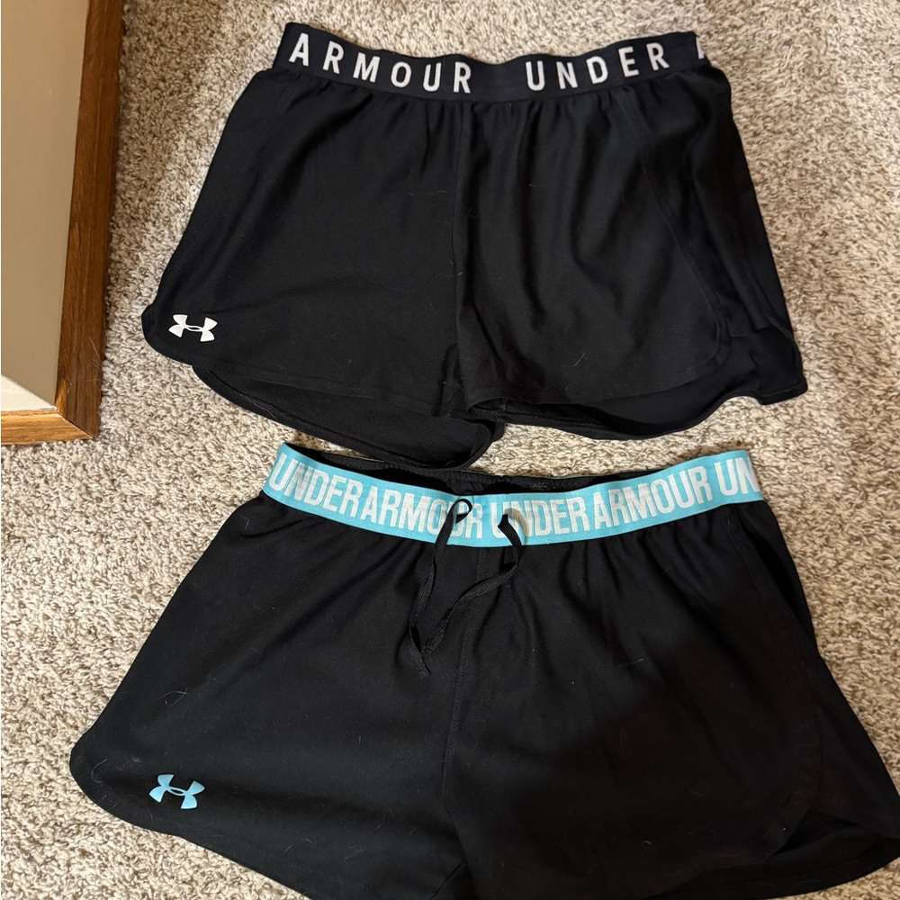 Under Armour Black and Blue Trim Shorts Duo